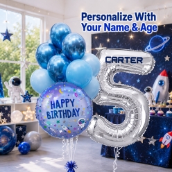 Space PERSONALIZED Name & Age Balloon Bouquet